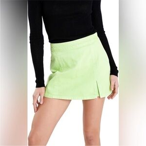ENGLISH FACTORY Lime Green Denim Mini Skort medium